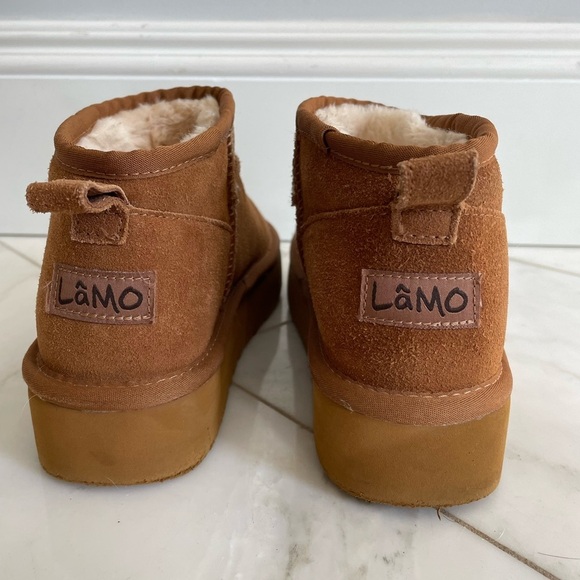 Lamo, 8, fleece lined tan leather platform ankle bootie warm cozy EUC - Picture 4 of 11